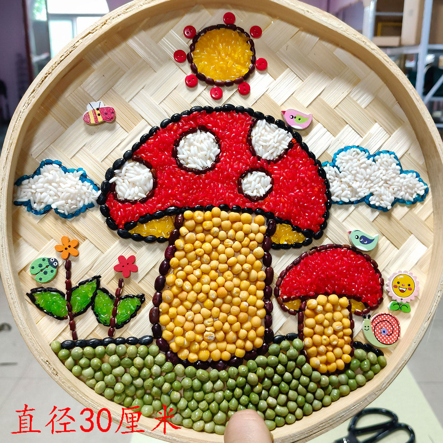 幼儿园春季蘑菇豆子画材料包