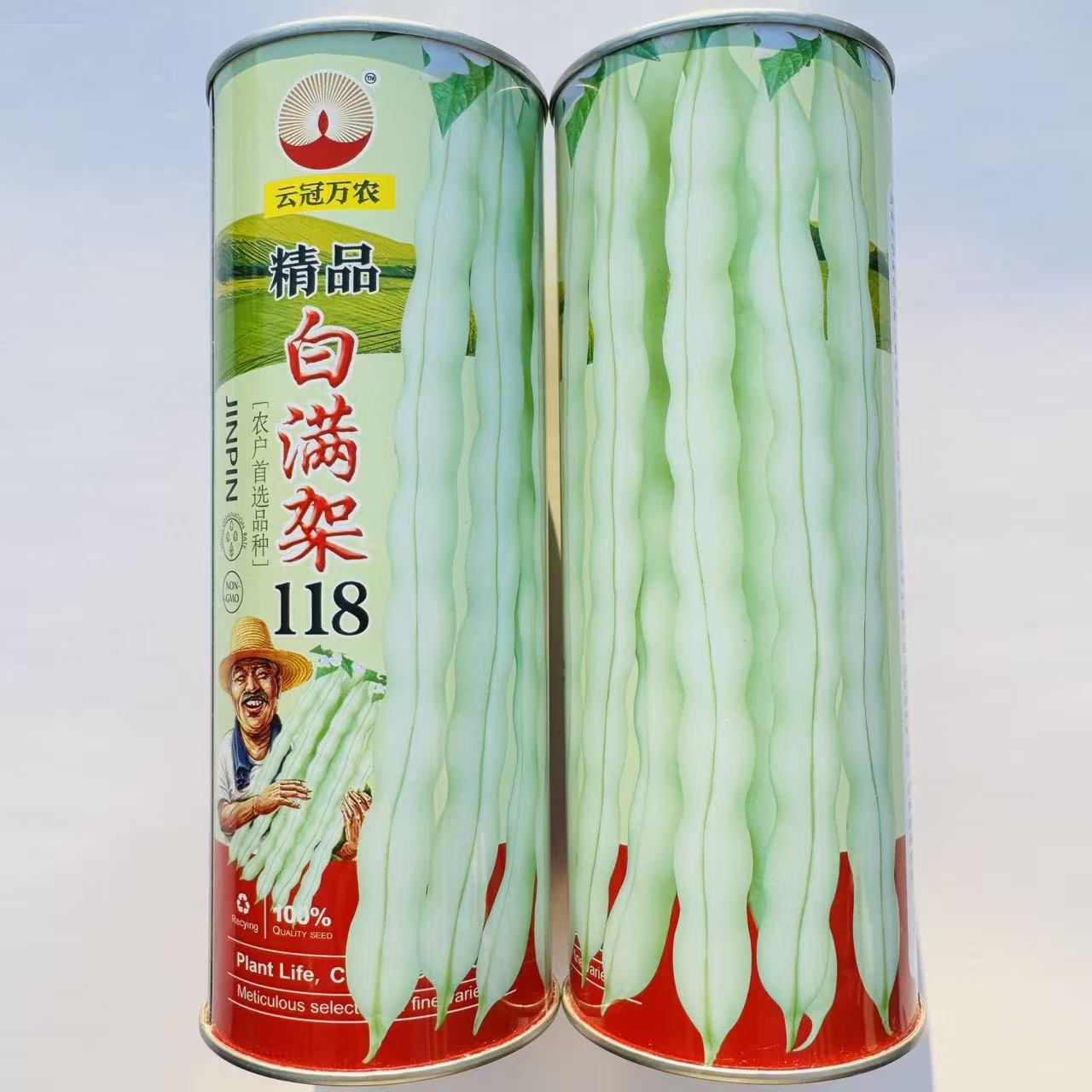 精品白满架118架豆种子早熟长势旺盛叶片深绿嫩角顺直长豆角种子