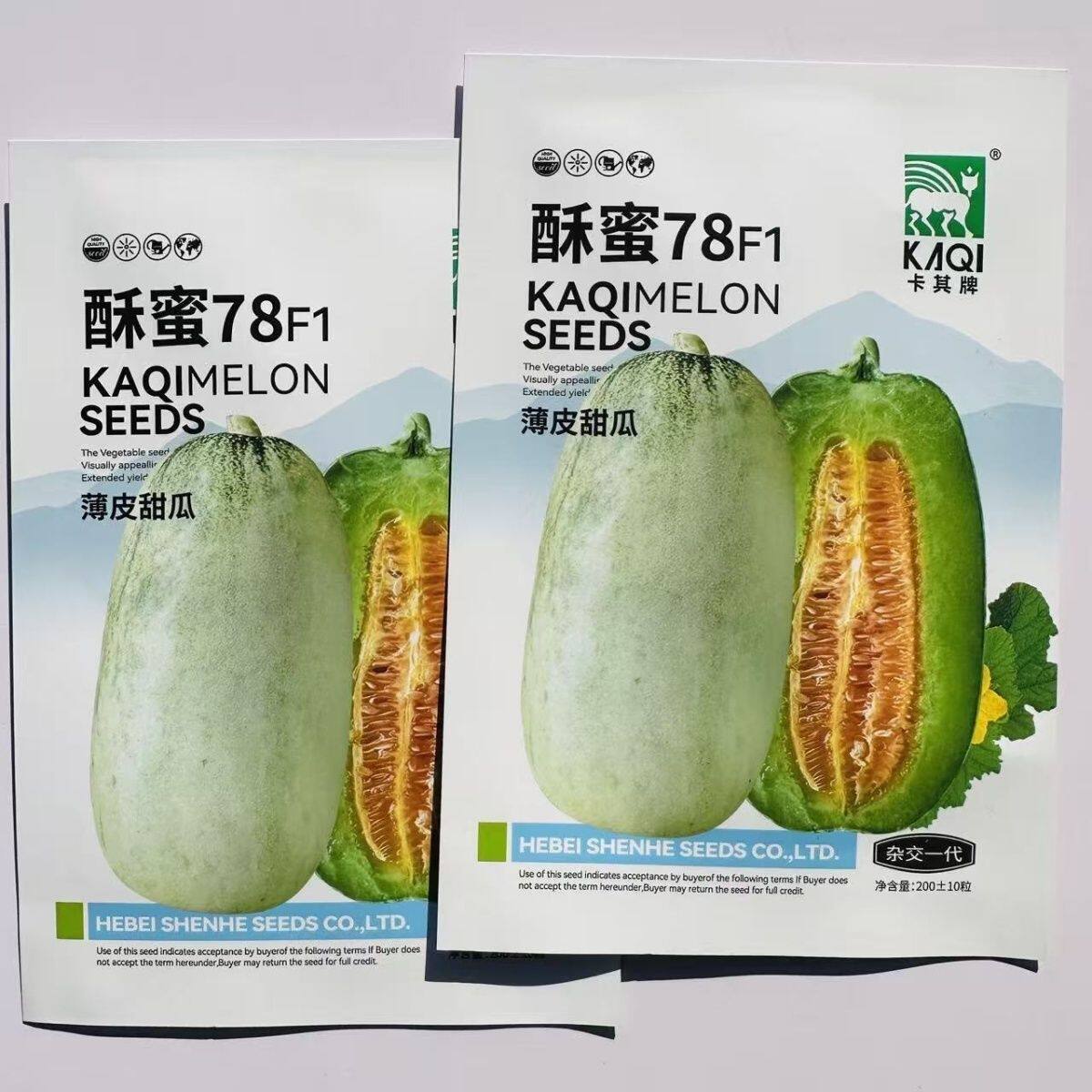 卡其酥蜜78杂交薄皮甜瓜种子短棒型果皮灰白绿色肉厚腔小酥脆香甜