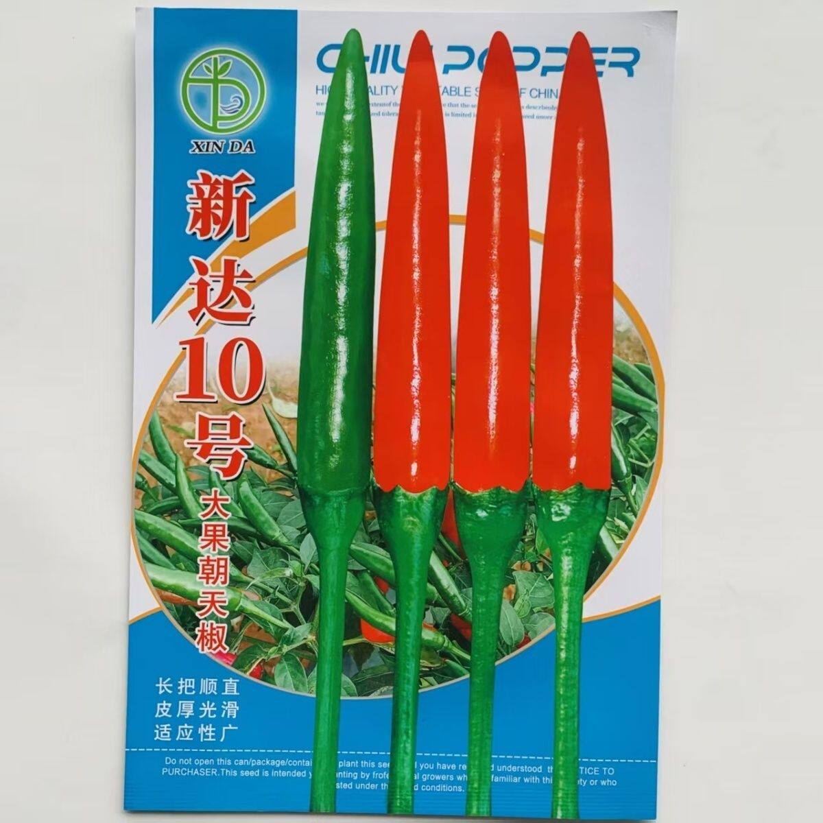 新达10号辣椒种子大果型朝天椒种子中晚熟长把顺直皮厚光滑硬度好