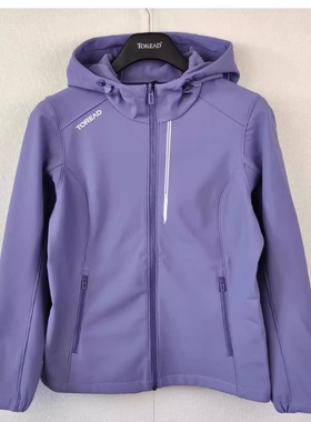 探路者软壳服女士2024秋冬新款户外加绒防风保暖外套TAEEAM92222