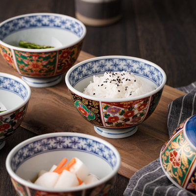 陶瓷复古日式饭碗家用餐具彩瓷