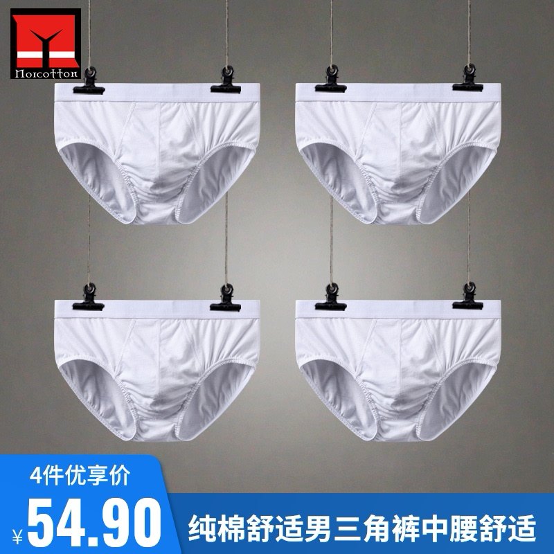 3纯白男士内裤男三角裤白色纯棉薄款青年全棉透气黑色男三角内裤红