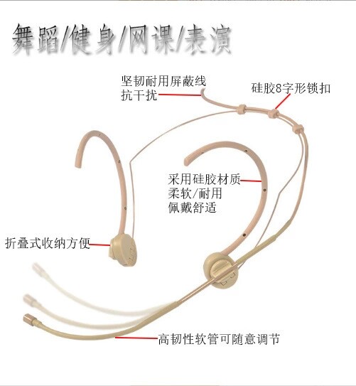 肤色折叠头戴全指向麦克风耳挂式舞台话筒腰麦隐形演唱戏曲剧耳麦