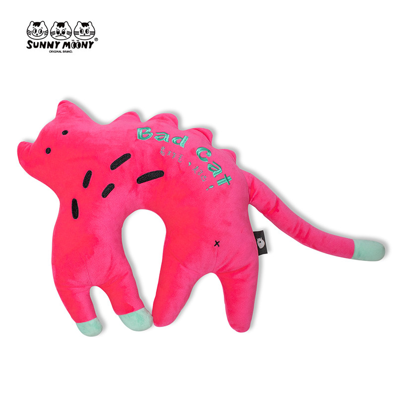 三狸萌礼原创毛绒异形颈枕午睡靠枕炸毛猫抱枕送礼物可爱玩偶女生