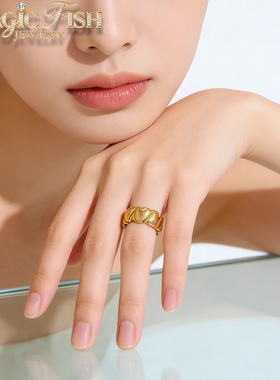 小众设计钛钢复古爱心开口戒指