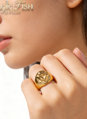 复古小众设计欧美风钛钢熔岩戒指