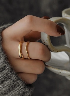 magicfish小众不锈钢波浪戒指