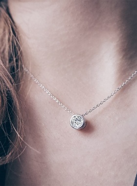 Magic Fish欧美饰品ins简约单颗诞生石12月份水钻项链镀金锁骨链