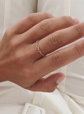 magicfish简约钛钢链条戒指