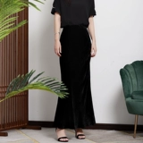 Длинная шелковая бархатная осенняя приталенная длинная юбка, крой «рыбий хвост», высокая талия