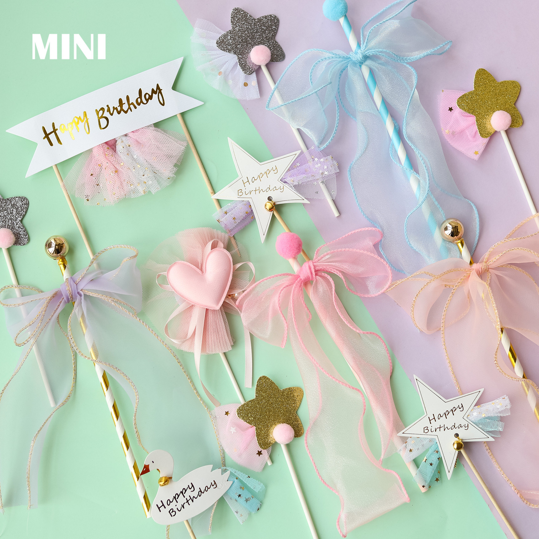 魔法仙女棒铃铛网纱流苏蛋糕装饰