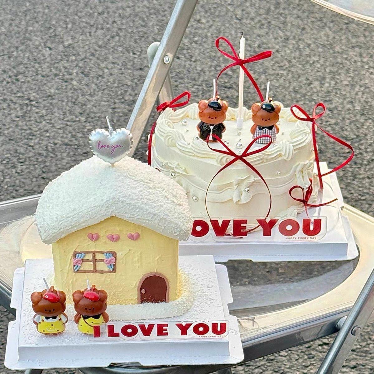 情人节卡通情侣小熊蜡烛生日蛋糕装饰 I LOVEYOU字母红色烘焙插件,节庆用品/礼品,蛋糕/烘焙装饰用品,淘宝优惠券,粉丝福利购,淘宝优惠卷