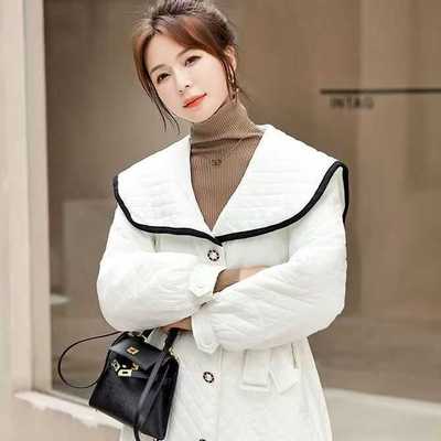 娃娃领羽绒服女中长款2024年新款冬季韩版宽松加厚小个子外套潮