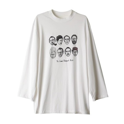 THEMO 2024秋冬新款人物印花设计休闲宽松水洗长袖白色T恤上衣 女