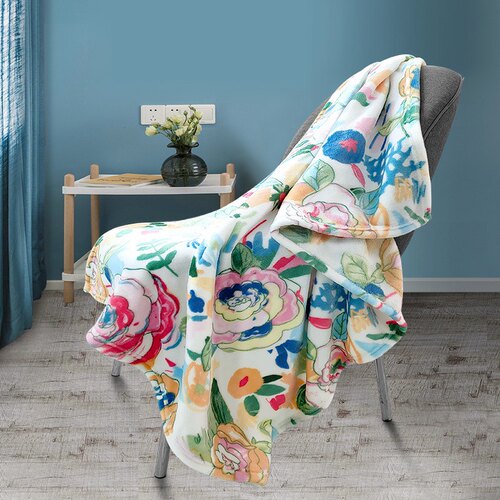 富安娜摩卡时光法兰绒毯时尚小毛毯毯空调毯子春夏薄款毛毯80*120