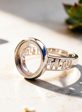 925银戒指空托活口可调戒托女款镶嵌玉石 宝石9*11银托纯银蛋形托