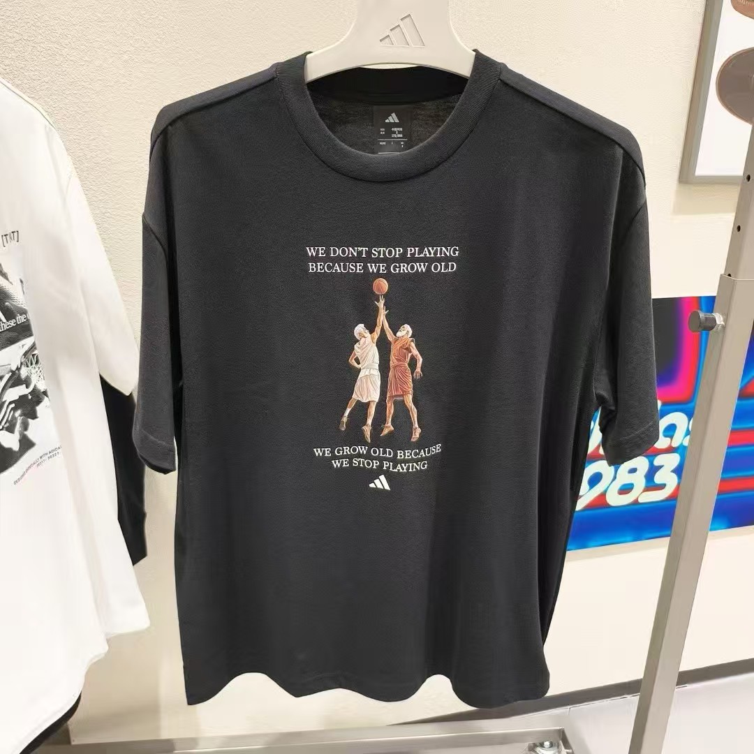 正品adidas阿迪达斯男子圆领宽松休闲运动短袖T恤上衣KF5163