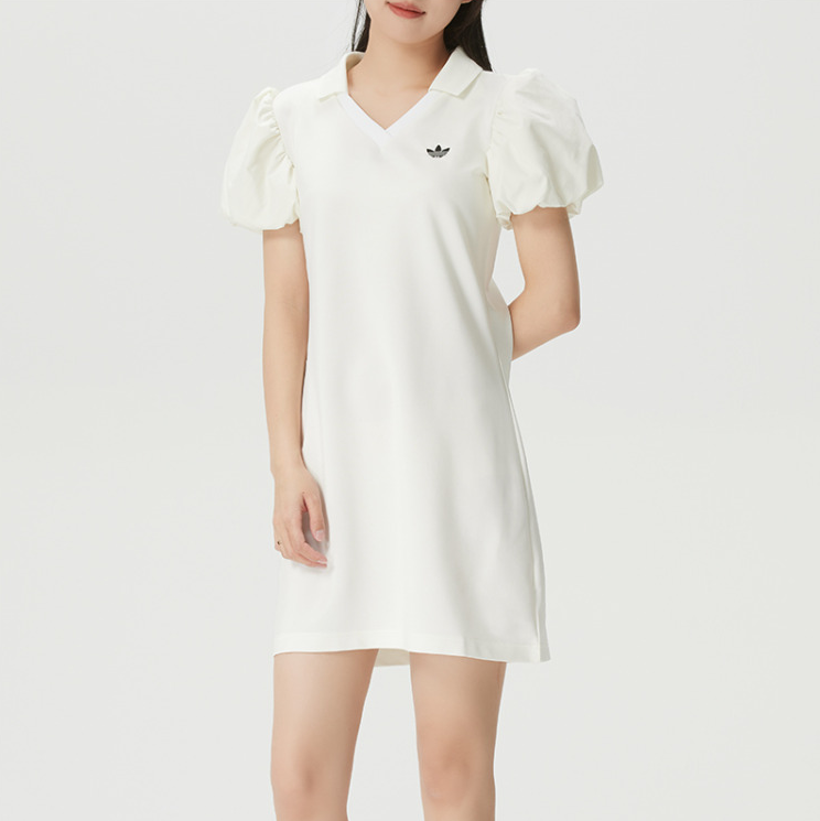 ADIDAS阿迪达斯女子夏季针织运动休闲泡泡袖连衣裙 KE3437 KD0302