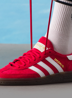 正品adidas阿迪达斯Handball Spezial红色男女低帮德训板鞋FV1227