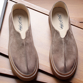 2025春秋新款 中国风 日系渔夫鞋 文艺复古真皮男鞋 英伦一脚蹬懒人鞋