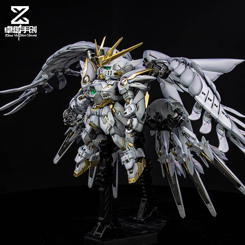 万代MGSD飞翼零式高达 天使 白雪姬配色 阴影喷涂 上色 代工 加工