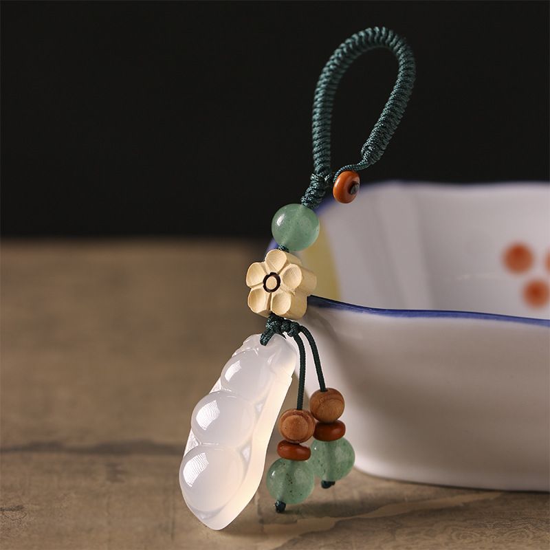 幸运福豆四季豆汽车钥匙挂件玛瑙