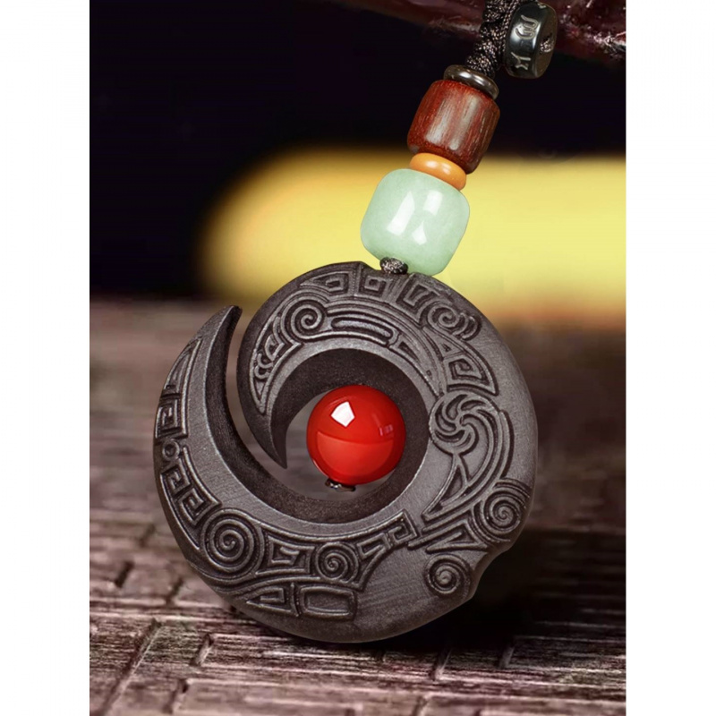 车钥匙扣男士时来汽车高档黑檀木