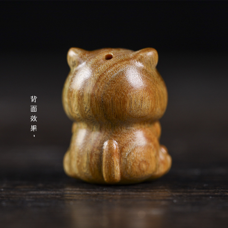 绿檀木羞羞小老虎可爱钥匙扣檀木