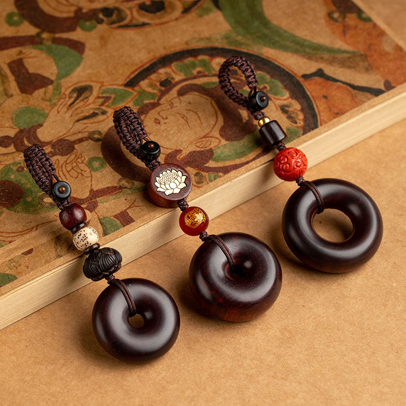 一念真檀木扣汽车钥匙扣件男女士