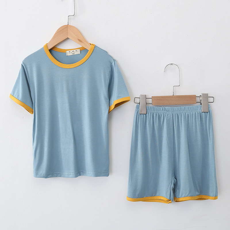 空调服冰丝服儿童睡衣短袖薄款莫代尔家居服男童夏季女童套装男孩