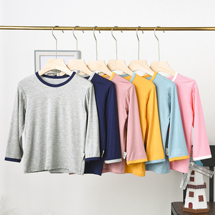 夏季莫代尔薄款打底衫儿童空调长袖T恤女男童内搭秋衣女宝宝上衣