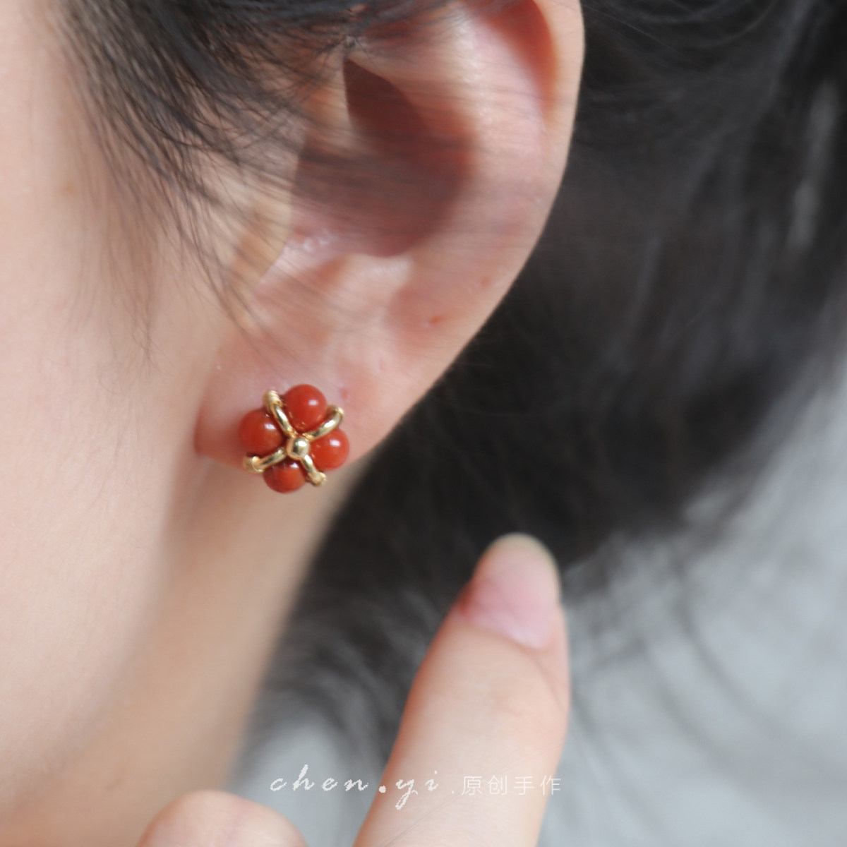 天然保山南红四叶草耳钉 编珠绕线925银耳饰轻奢复古小众气质耳环,饰品/流行首饰/时尚饰品新,耳钉,淘宝优惠券,粉丝福利购,淘宝优惠卷