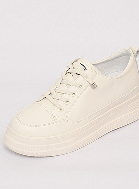 春夏新款厚底鞋小白鞋女潮鞋软底真皮增高免系带休闲运动鞋 21605