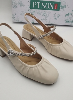 商场同款春秋季新款粗跟中跟女鞋玛丽珍牛皮单鞋女真皮女鞋 25335