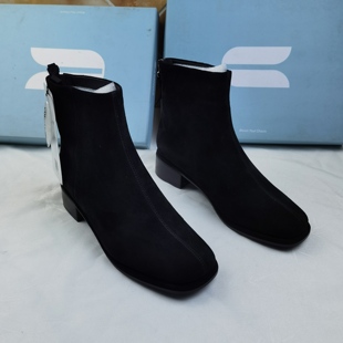 品牌正品商场同款新款粗跟女鞋女靴子绒面短筒靴子绒里短靴 2K836
