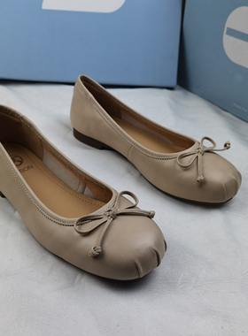 品牌正品商场同款新款女鞋休闲鞋平底鞋女鞋浅口25052奶茶色35码