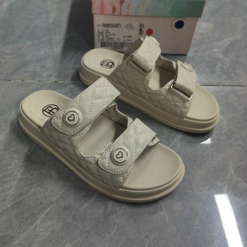自由姿色真皮百搭一字拖女鞋