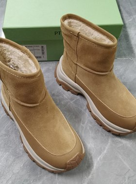 品牌正品断码厚底加绒保暖雪地靴棉鞋女短靴2C933棕色37