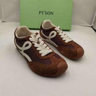 品牌正品商场同款新款女鞋休闲鞋德训鞋系带平底25612摩卡棕36码