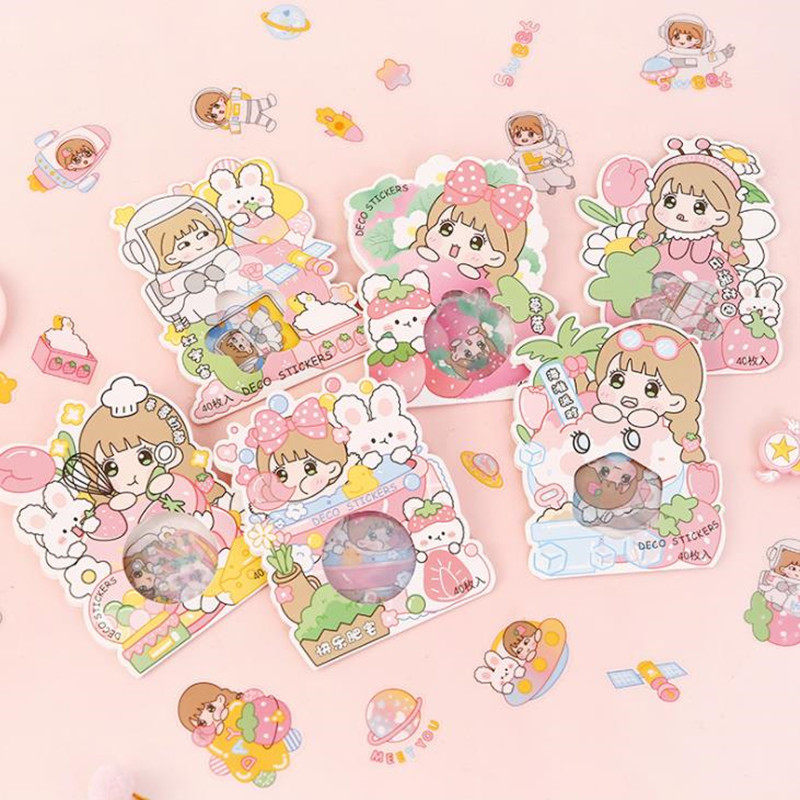 学生可爱女孩草莓兔子蛋糕制作贴画卡通手账相册日记本装饰贴纸