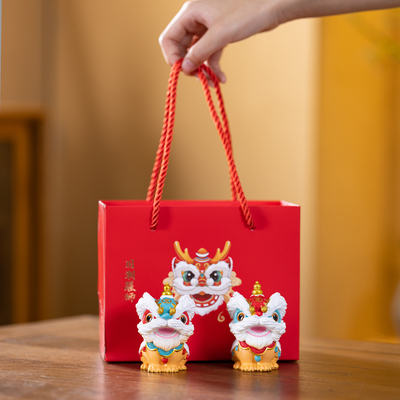 醒狮国潮新中式摆件招财茶宠汽车桌面装饰可爱家居饰品送礼文创
