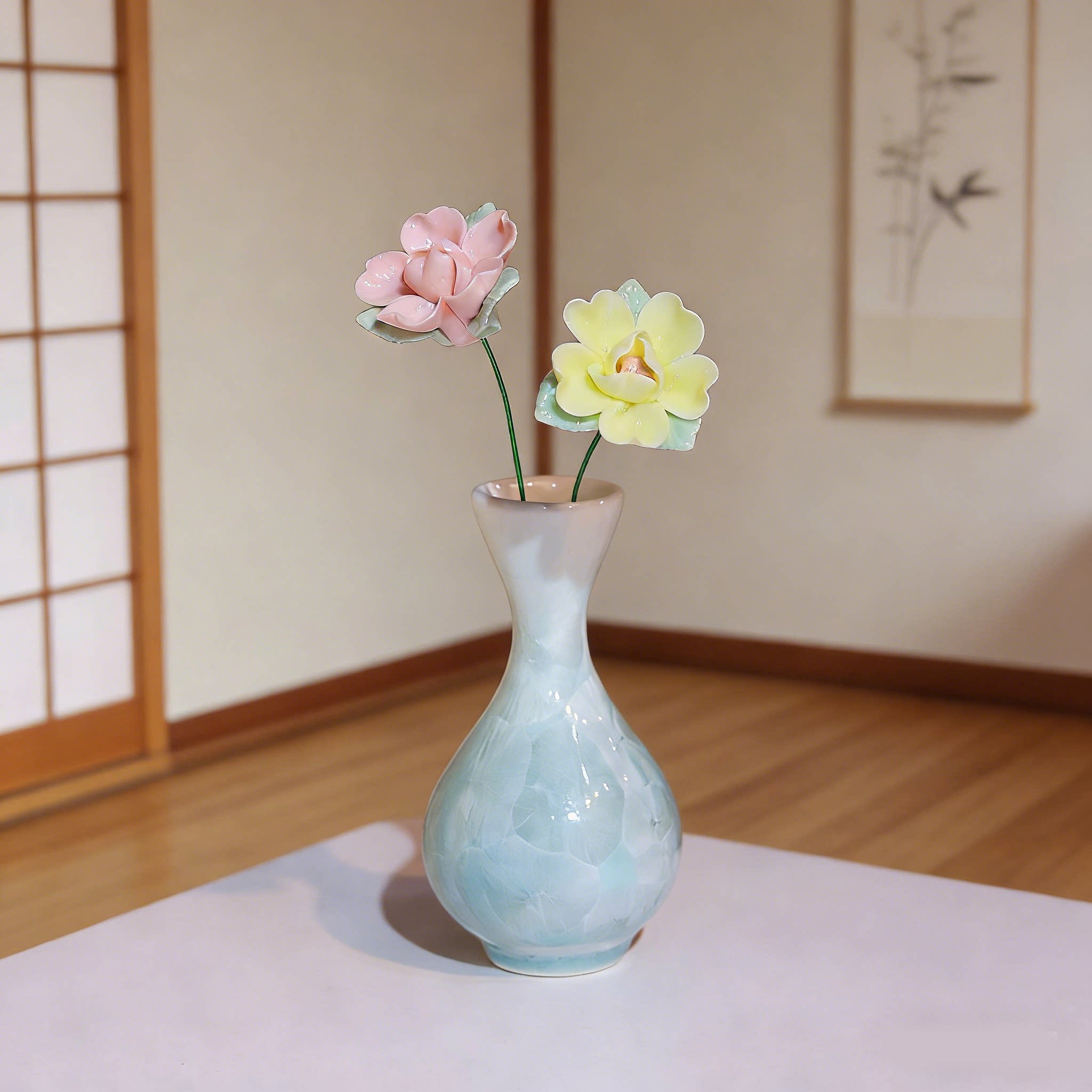 简约陶瓷冰晶花瓶摆桌台茶桌