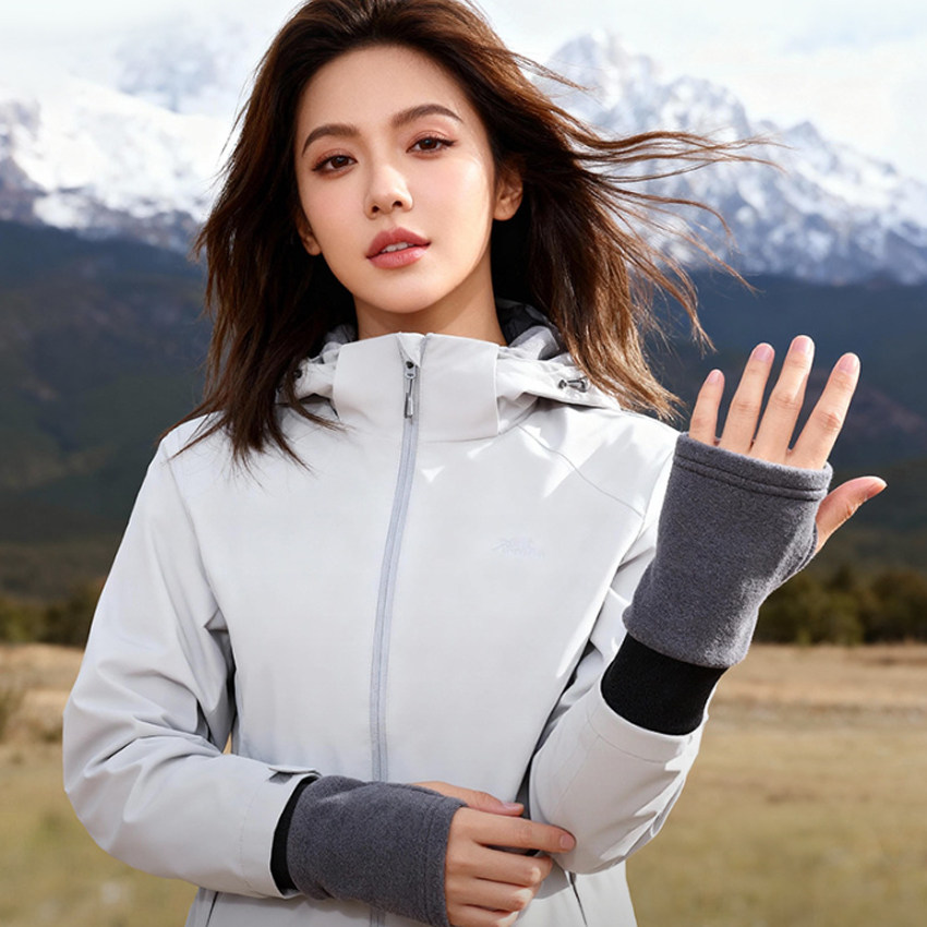 摇粒绒半指手套女冬季户外运动骑行徒步登山露指保暖防风寒男束口