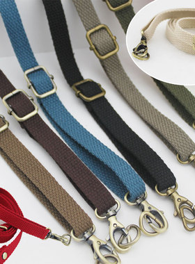 DIY口金包包带子配件12mm宽可调节帆布棉织带斜跨书包带龙虾扣挂