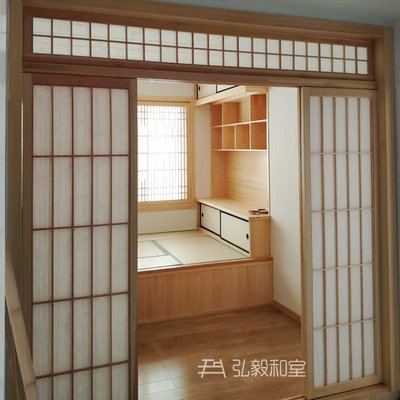 深圳广州香港日式推拉门格子门折叠门隔断实木榻榻米和室整体定制