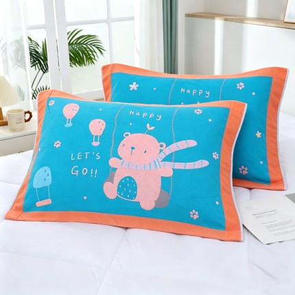 特价儿童枕巾一对装三层棉枕巾中号小学生幼儿园不掉色38*57cm
