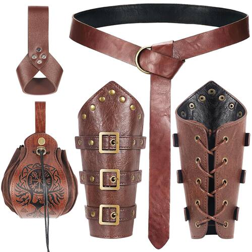 中世纪骑士用仿人造皮带-维京LARP服装配件适合万圣节、节日服装