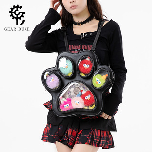 跨境热卖二次元漫展大容量可放娃娃痛包 暗黑哥特透明展示双肩包