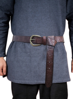 维京芬里尔压纹皮带中世纪复古骑士腰带COSPLAY舞台道具